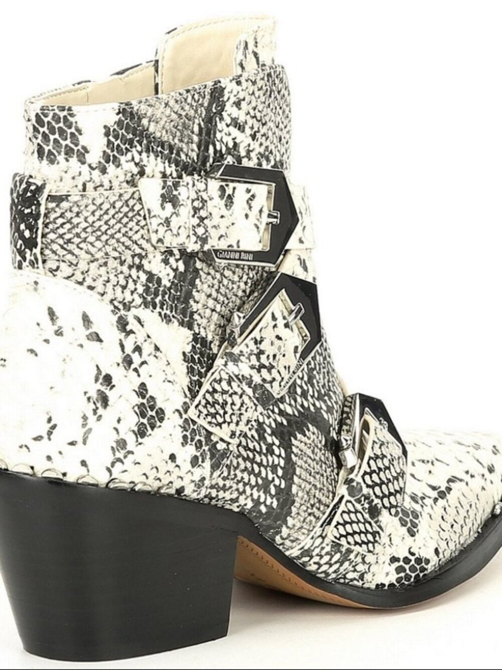 Gianni Bini Jeydda Snake Print Ankle Boots Block Heel Buckle NWT Size 6 - Picture 10 of 11